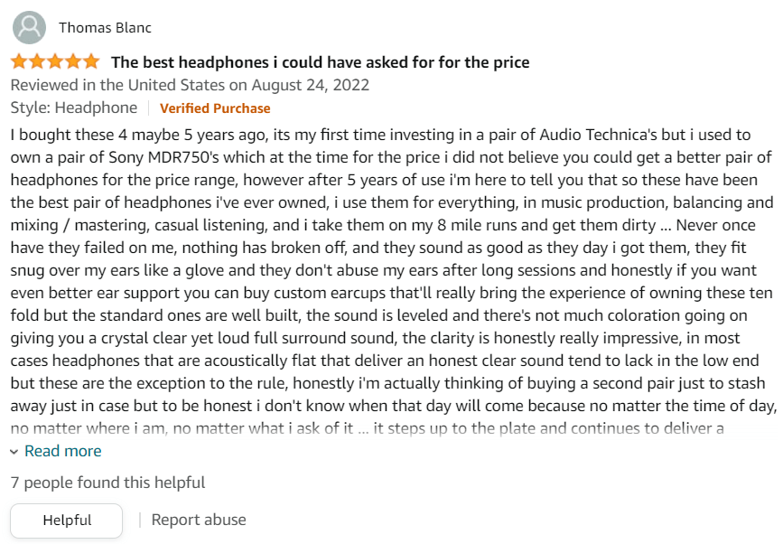 Audio-Technica ATH-M40x Headphone Customer Review