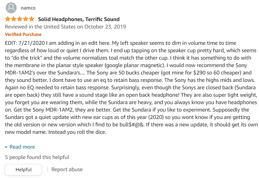 HIFIMAN SUNDARA Headphones Customer Review