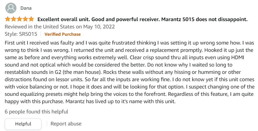 Marantz 8K UHD AVR SR5015 Stereo Receiver Customer Review